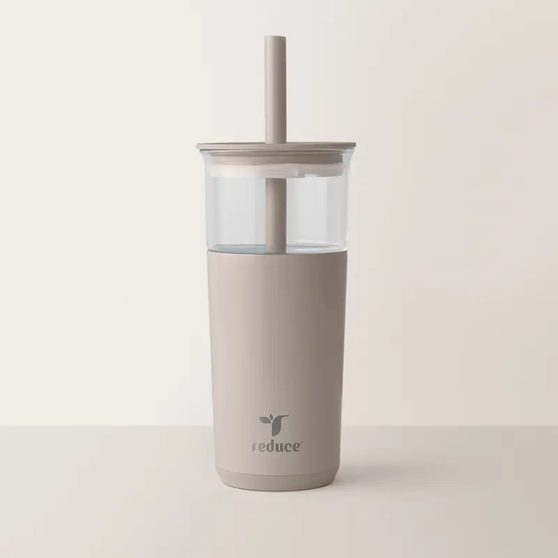 20oz Insulated Glass Tumbler – Portable Reusable Drink Cup for Iced Coffee, Boba & Cold Drinks