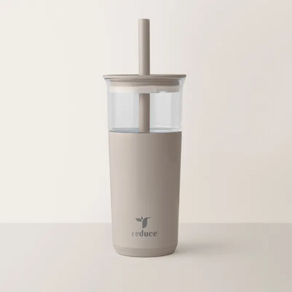 20oz Insulated Glass Tumbler – Portable Reusable Drink Cup for Iced Coffee, Boba & Cold Drinks