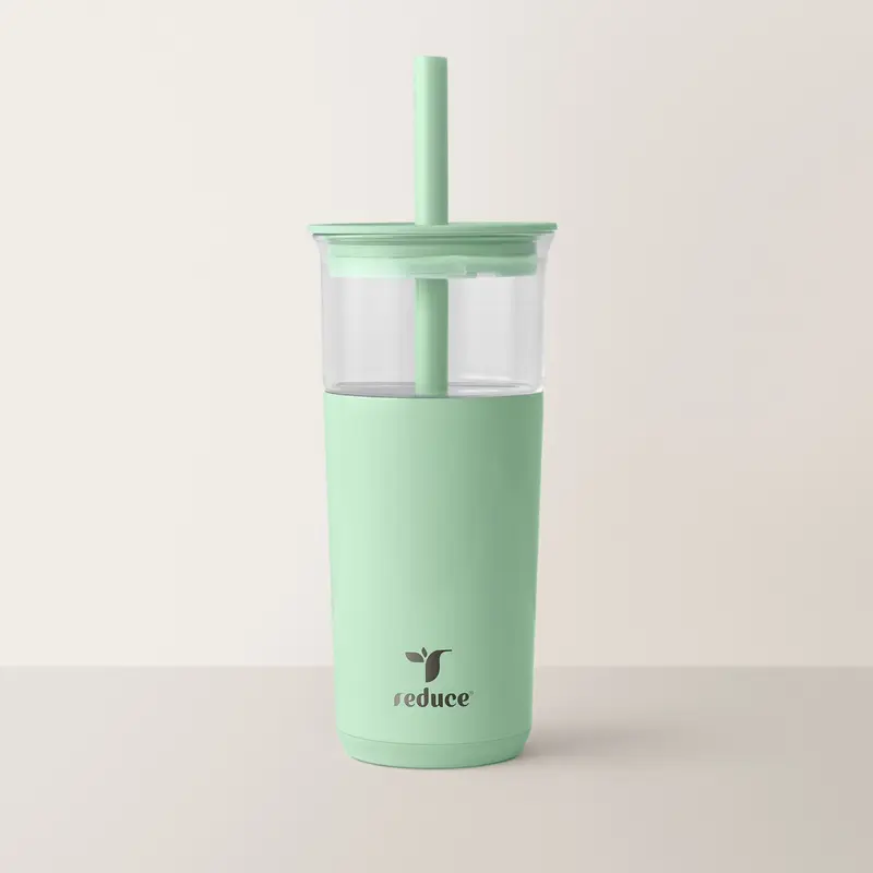 20oz Insulated Glass Tumbler – Portable Reusable Drink Cup for Iced Coffee, Boba & Cold Drinks
