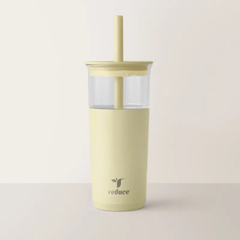 20oz Insulated Glass Tumbler – Portable Reusable Drink Cup for Iced Coffee, Boba & Cold Drinks