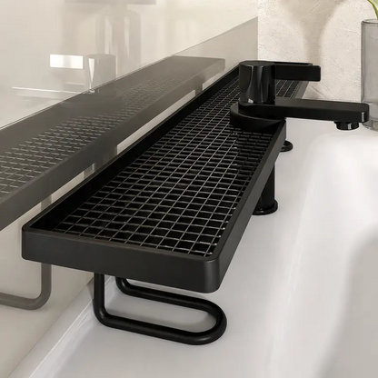 Carbon Steel Bathroom Organizer – No-Drill Vanity Counter Storage Rack for Skincare & Toiletries, 19.7" × 4.3"