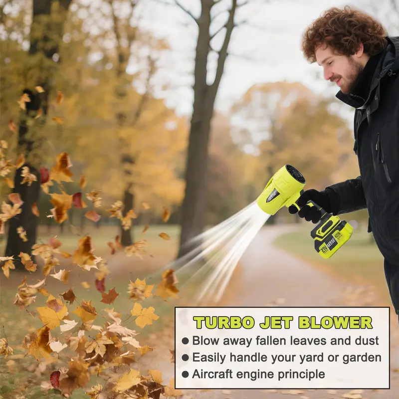 Cordless Turbo Jet Blower – High-Power Air Duster & Leaf Blower for Car Drying, Yard Cleaning & Snow Removal