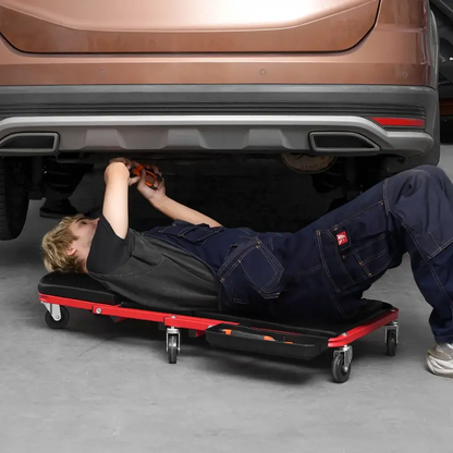 36-Inch Foldable Z-Shape Garage Creeper – 300 lb Heavy-Duty Mechanic Creeper with 6 Quiet Wheels, Padded Seat & Tool Tray