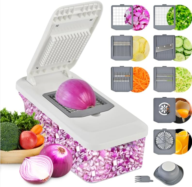 10-in-1 Vegetable Chopper & Mandoline Slicer, 6-Blade Food Cutter