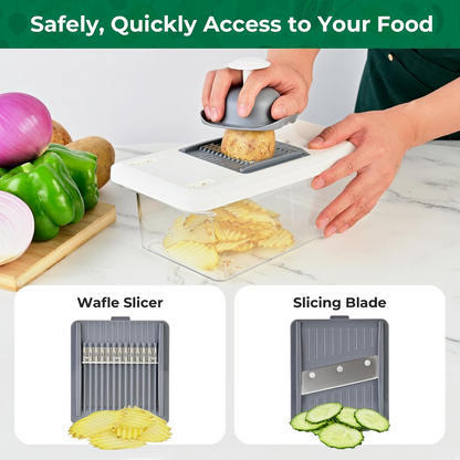 10-in-1 Vegetable Chopper & Mandoline Slicer, 6-Blade Food Cutter