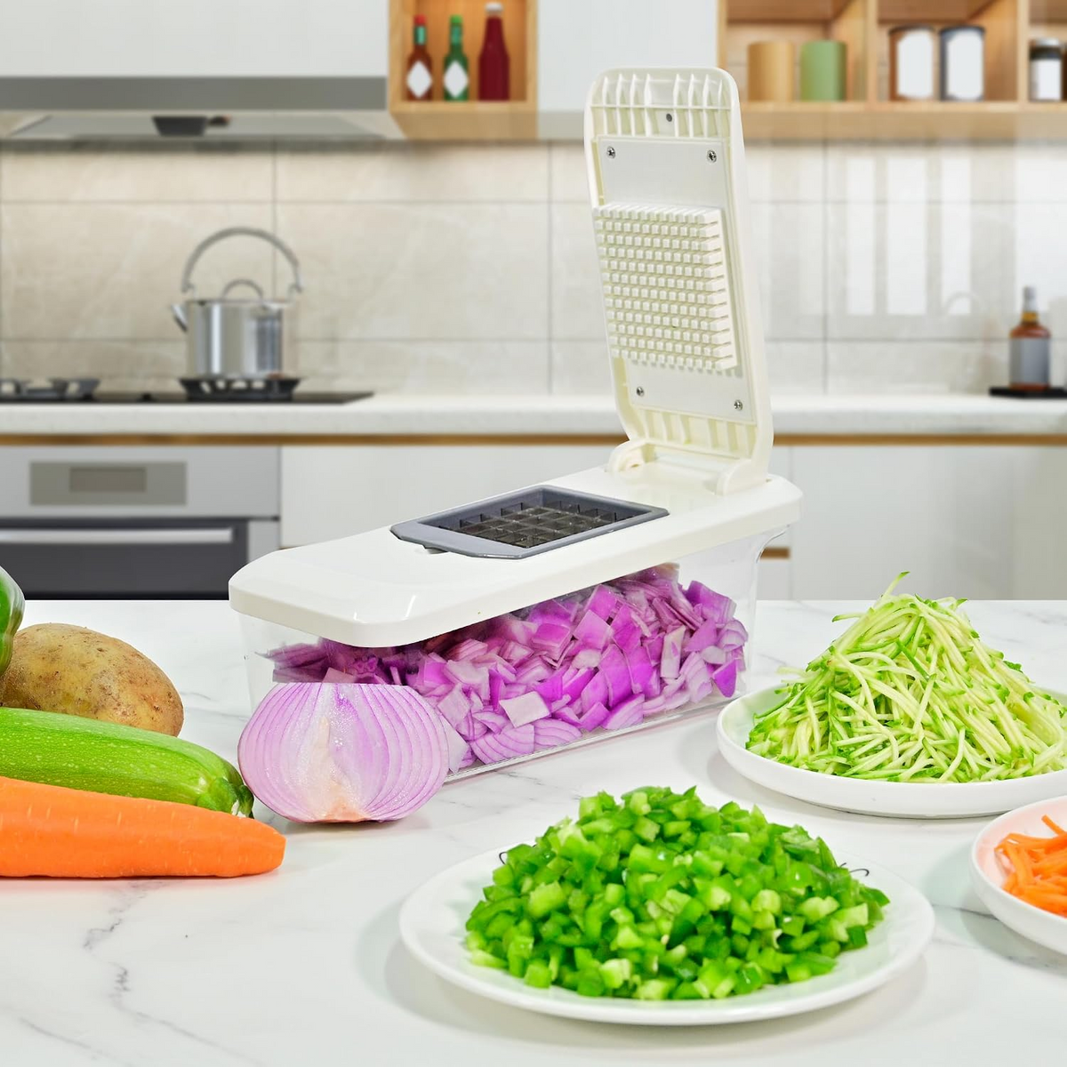 10-in-1 Vegetable Chopper & Mandoline Slicer, 6-Blade Food Cutter