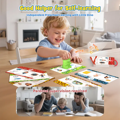 Dinosaur Talking Flash Cards for Kids, Montessori Phonics & Sight Words Learning Toy, Interactive Educational Flashcard Set with 148 Cards and 592 Words