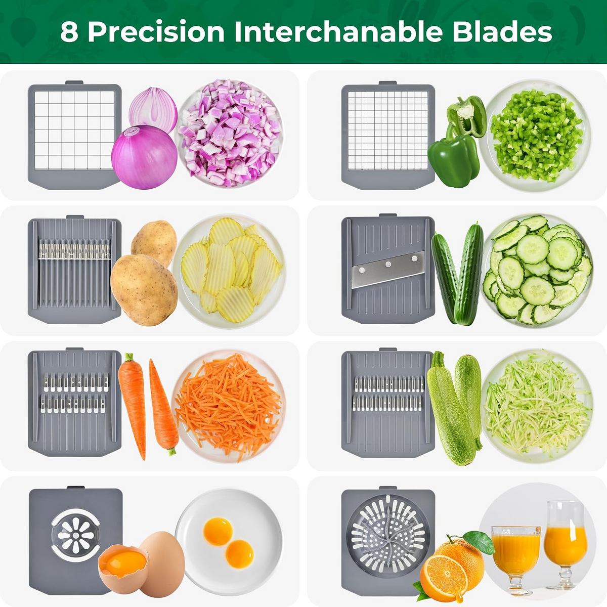 10-in-1 Vegetable Chopper & Mandoline Slicer, 6-Blade Food Cutter
