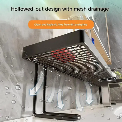 Carbon Steel Bathroom Organizer – No-Drill Vanity Counter Storage Rack for Skincare & Toiletries, 19.7" × 4.3"