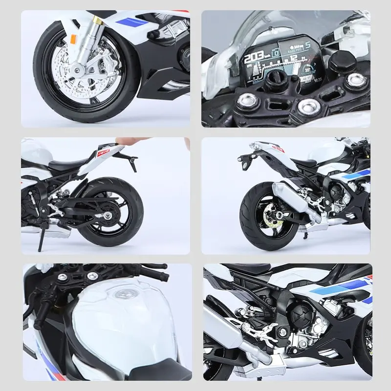 1:12 Scale Alloy Diecast Motorcycle Model, Realistic Metal Sport Bike Toy with Sound Effects and Smooth-Rolling Wheels