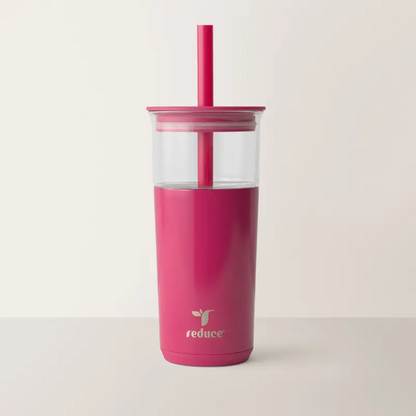 20oz Insulated Glass Tumbler – Portable Reusable Drink Cup for Iced Coffee, Boba & Cold Drinks
