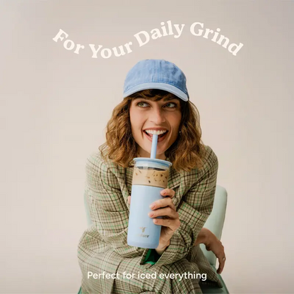 20oz Insulated Glass Tumbler – Portable Reusable Drink Cup for Iced Coffee, Boba & Cold Drinks