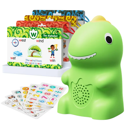 Dinosaur Talking Flash Cards for Kids, Montessori Phonics & Sight Words Learning Toy, Interactive Educational Flashcard Set with 148 Cards and 592 Words