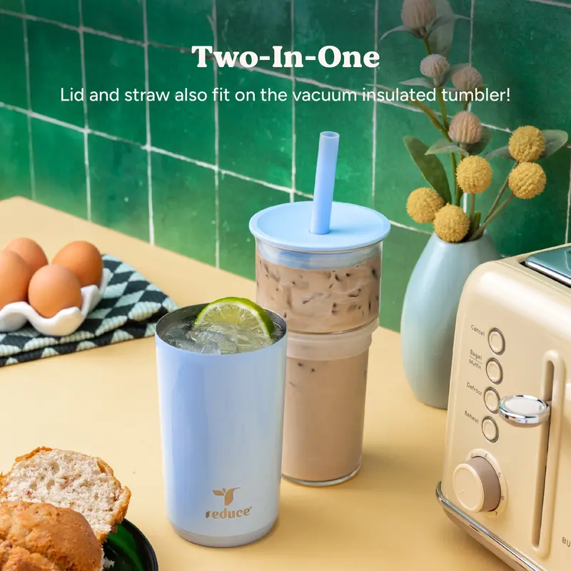 20oz Insulated Glass Tumbler – Portable Reusable Drink Cup for Iced Coffee, Boba & Cold Drinks