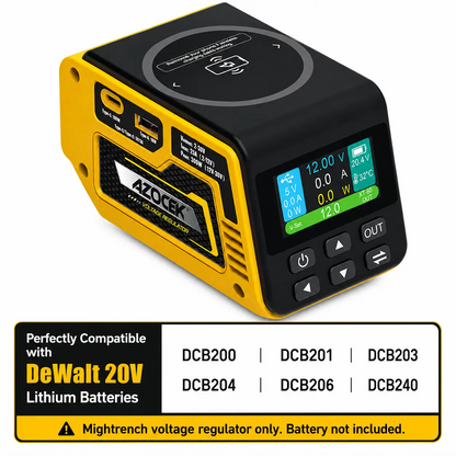 Adjustable 2–30V DC Voltage Regulator – 300W Power Converter with USB-C PD3.1, USB-A & Wireless Charging, LCD Display