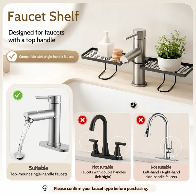 Carbon Steel Bathroom Organizer – No-Drill Vanity Counter Storage Rack for Skincare & Toiletries, 19.7" × 4.3"