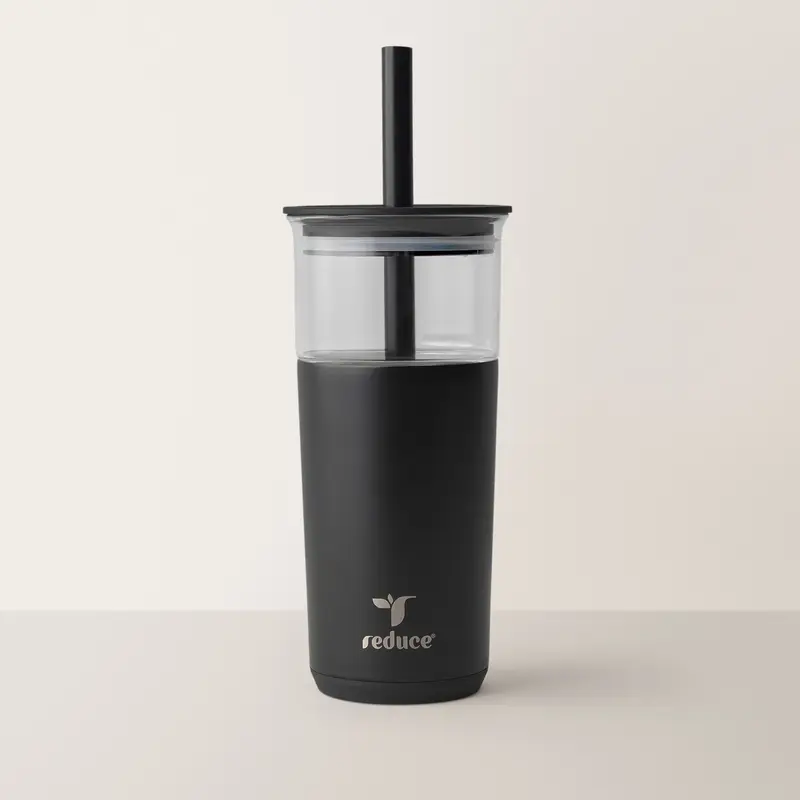 20oz Insulated Glass Tumbler – Portable Reusable Drink Cup for Iced Coffee, Boba & Cold Drinks