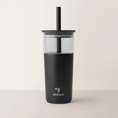 20oz Insulated Glass Tumbler – Portable Reusable Drink Cup for Iced Coffee, Boba & Cold Drinks