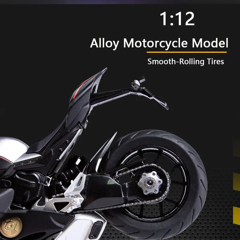 1:12 Scale Alloy Diecast Motorcycle Model, Realistic Metal Sport Bike Toy with Sound Effects and Smooth-Rolling Wheels