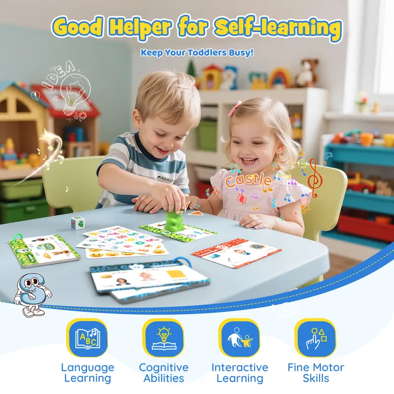 Dinosaur Talking Flash Cards for Kids, Montessori Phonics & Sight Words Learning Toy, Interactive Educational Flashcard Set with 148 Cards and 592 Words